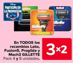 Carrefour GILLETTE En todos los recambios labs, fusion5, proglide y mach3 oferta