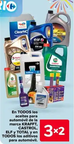 Carrefour En todos los aceites para automóvil de la marca krafft, castrol, elf y total y en todos los aditivos para automóvil. oferta