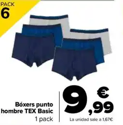 Carrefour TEX Basic Bóxers punto hombre oferta