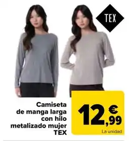 Carrefour TEX Camiseta de manga larga con hilo metalizado mujer oferta