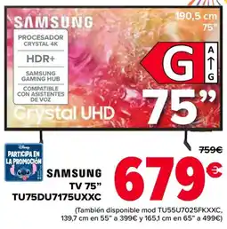 Carrefour SAMSUNG Tv 75" tu75du7175uxxc oferta