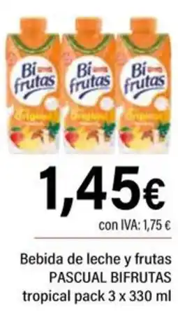 Cash Ifa PASCUAL Bifrutas bebida de leche y frutas tropical oferta