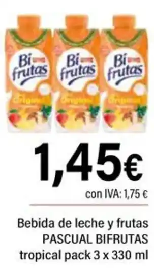 Cash Ifa PASCUAL Bifrutas bebida de leche y frutas tropical oferta