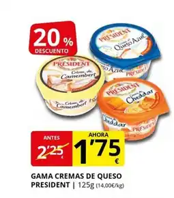 Supermercados MAS PRESIDENT Gama cremas de queso oferta