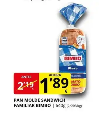 Supermercados MAS BIMBO Pan molde sandwich familiar oferta