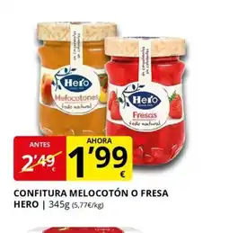 Supermercados MAS HERO Confitura melocotón o fresa oferta