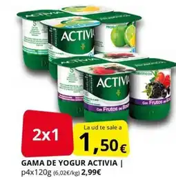 Supermercados MAS ACTIVIA Gama de yogur oferta