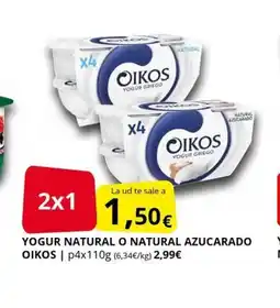 Supermercados MAS OIKOS Yogur natural o natural azucarado oferta