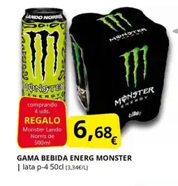 Supermercados MAS MONSTER Gama bebida energ oferta