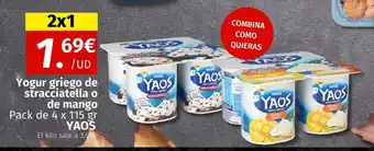 Maskom Supermercados YAOS Yogur griego de stracciatella o de mango oferta