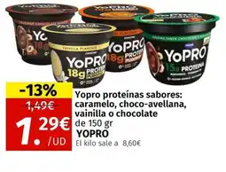 Maskom Supermercados YOPRO Yopro proteínas sabores: caramelo, choco-avellana, vainilla o chocolate oferta