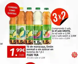 Maskom Supermercados FUZE TEA Té de maracuya, limón normal o sin azúcar en botella oferta