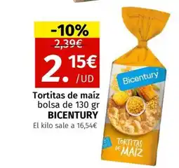 Maskom Supermercados BICENTURY Tortitas de maíz bolsa oferta