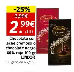 Maskom Supermercados LINDOR Chocolate con leche cremoso o chocolate negro 60% caja oferta