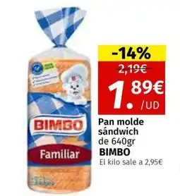 Maskom Supermercados BIMBO Pan molde sándwich oferta