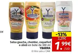 Maskom Supermercados YBARRA Salsa gaucha, cheddar, roquefort o alioli oferta