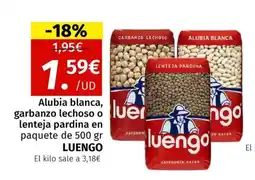 Maskom Supermercados LUENGO Alubia blanca garbanzo lechoso o lenteja pardina en paquete oferta