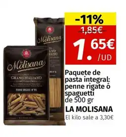 Maskom Supermercados LA MOLISANA Paquete de pasta integral: penne rigate ó spaguetti oferta