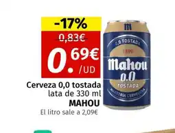 Maskom Supermercados MAHOU Cerveza 0,0 tostada lata oferta