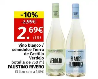 Maskom Supermercados FAUSTINO RIVERO Vino blanco / semidulce Tierra de Castilla Verdejo oferta