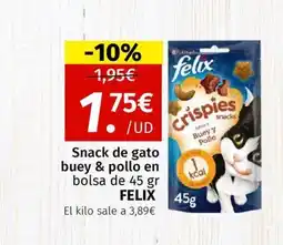 Maskom Supermercados FELIX Snack de gato buey & pollo en bolsa oferta