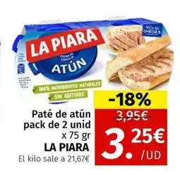 Maskom Supermercados LA PIARA Paté de atún oferta