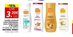 Maskom Supermercados NATURAL HONEY Loción corporal extra hidratante, coco, hialurónico o de argán oferta