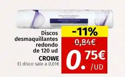 Maskom Supermercados CROWE Discos desmaquillantes redondo oferta