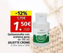 Maskom Supermercados JULIETTE CROWE Quitaesmalte con acetona pura oferta