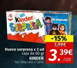 Maskom Supermercados KINDER Huevo sorpresa x 3 ud oferta