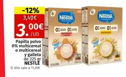 Maskom Supermercados NESTLE Papilla polvo 0% multicereal o multicereal y galleta oferta