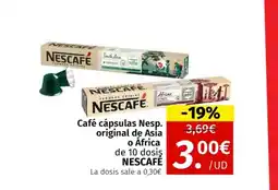 Maskom Supermercados NESCAFÉ Café cápsulas Nesp. original de Asia o África de 10 dosiş oferta