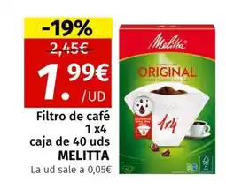 Maskom Supermercados MELITTA Filtro de café caja de 40 uds oferta