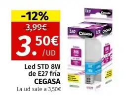 Maskom Supermercados CEGASA Led STD 8W de E27 fría oferta