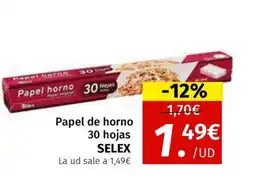Maskom Supermercados SELEX Papel horno 30 jas oferta