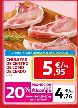 Alcampo Chuletas de centro de lomo de cerdo oferta
