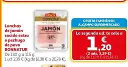 Alcampo BONNATUR Lonchas de jamón cocido extra o pechuga de pavo oferta