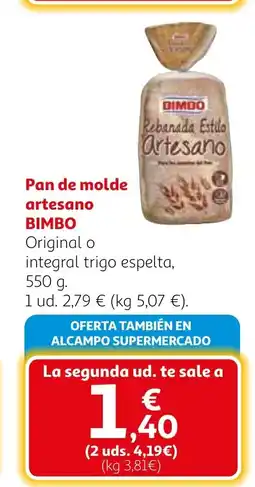 Alcampo BIMBO Pan de molde artesano oferta