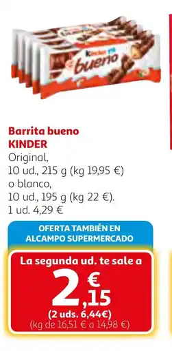 Alcampo KINDER Barrita bueno oferta