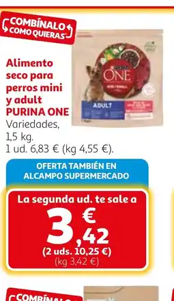 Alcampo PURINA ONE Alimento seco para perros mini y adult oferta