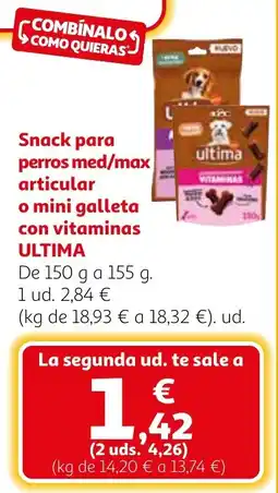 Alcampo ULTIMA Snack para perros med/max articular o mini galleta con vitaminas oferta