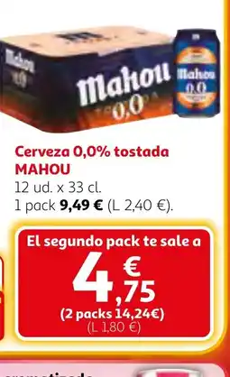 Alcampo MAHOU Cerveza 0,0% tostada oferta
