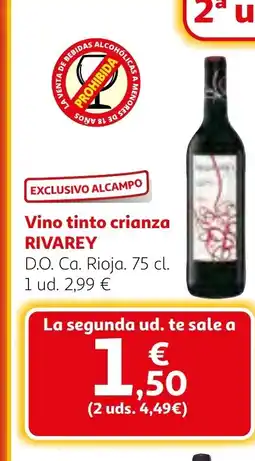 Alcampo RIVAREY Vino tinto crianza oferta