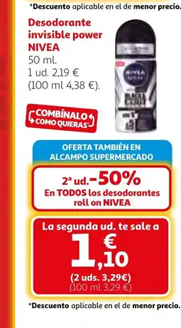 Alcampo NIVEA Desodorante invisible power oferta