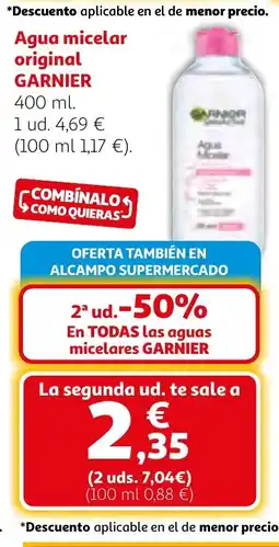 Alcampo GARNIER Agua micelar original oferta