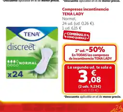 Alcampo TENA LADY Compresas incontinencia oferta