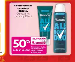Alcampo REXONA En desodorantes corporales oferta