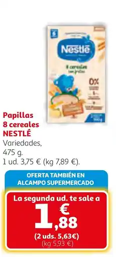 Alcampo NESTLÉ Papillas 8 cereales oferta
