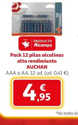 Alcampo AUCHAN Pack 12 pilas alcalinas alto rendimiento oferta