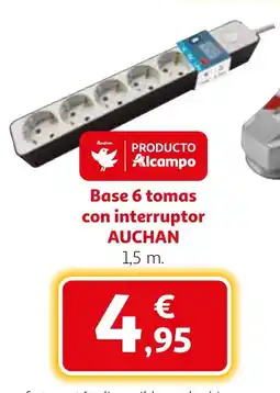 Alcampo AUCHAN Base 6 tomas con interruptor oferta